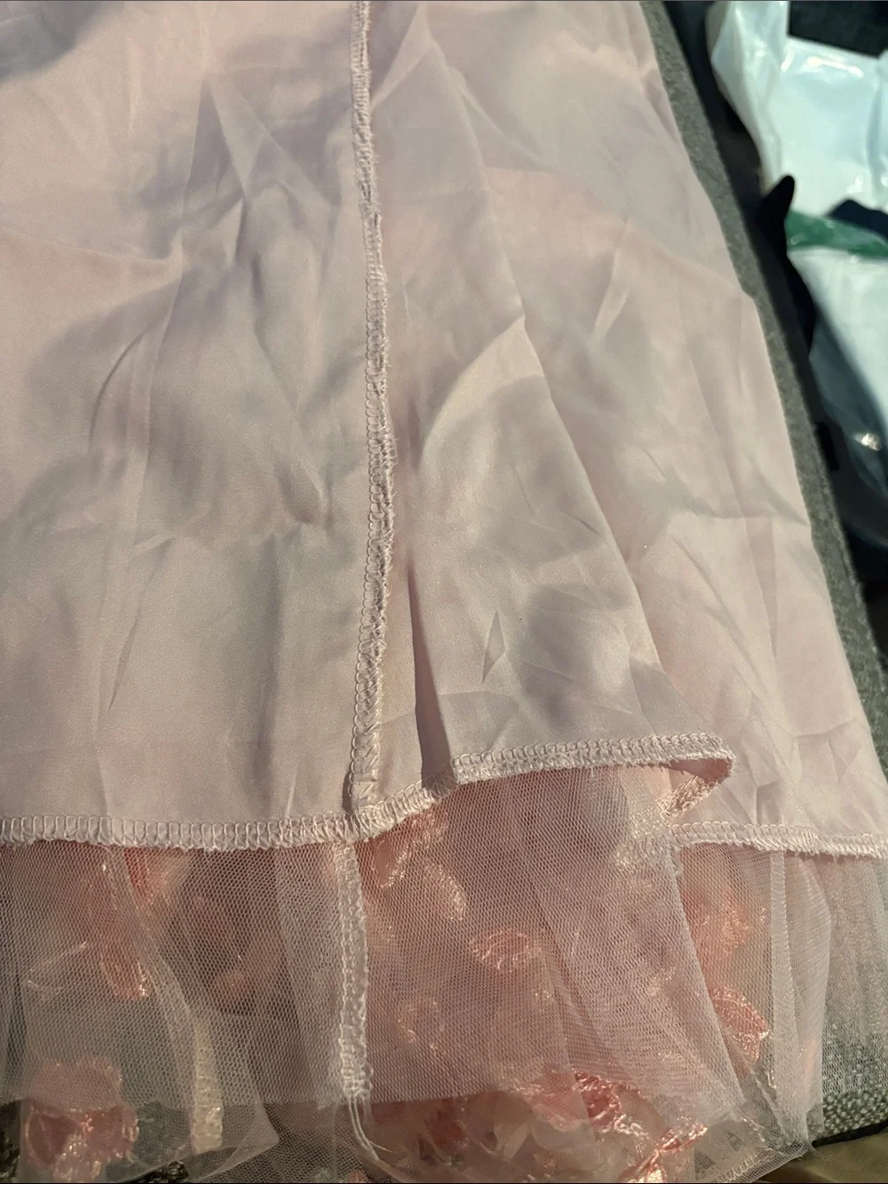 Nikki Lund Delicate Pink 3D Floral Tulle Skirt 28”long